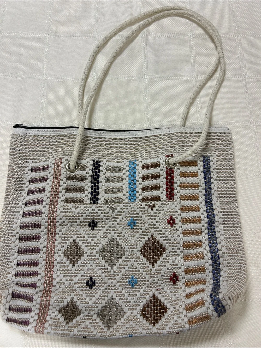 Woven Multi-Accent Tote Bag - Neutral
